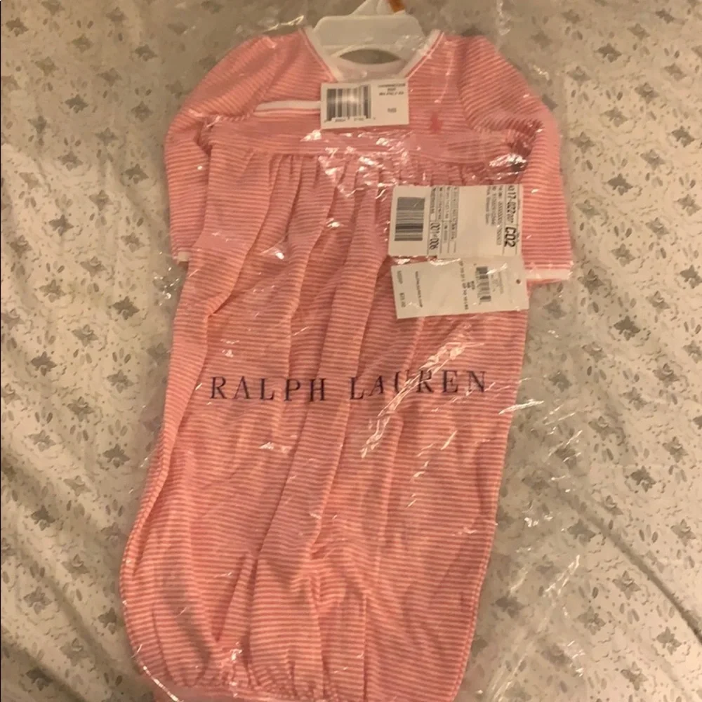 Ralph Lauren newborn Pink striped gown NEW - Picture 2 of 7